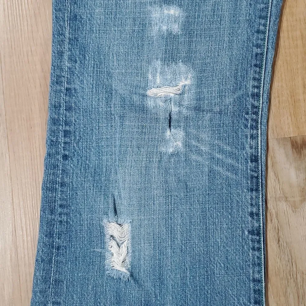 💜Vintage Iris Blue Distressed Boot Cut Jeans Size 9/30